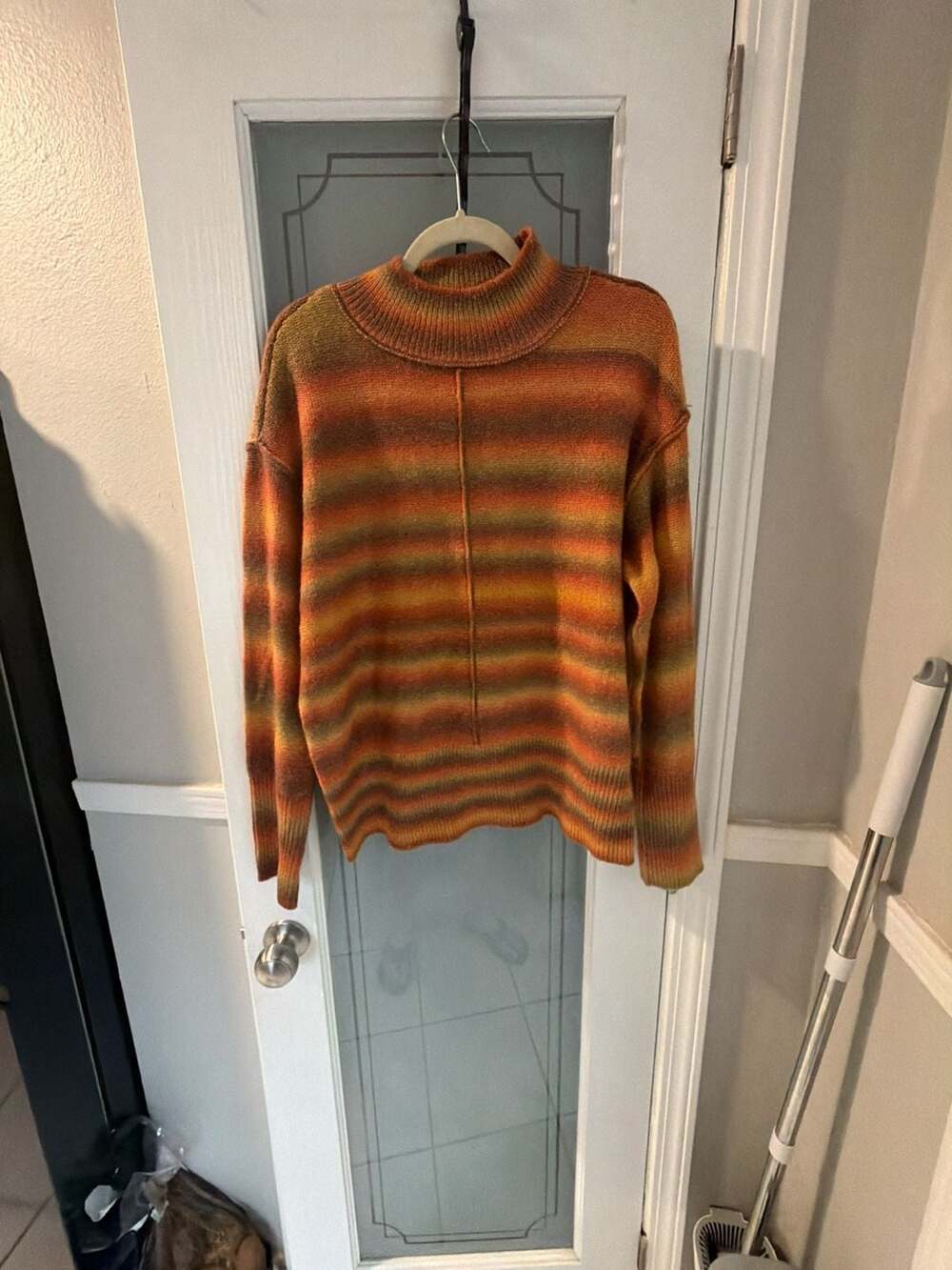 BeachLunchLounge Womens Rainbow Ombre Mock Neck Sweater